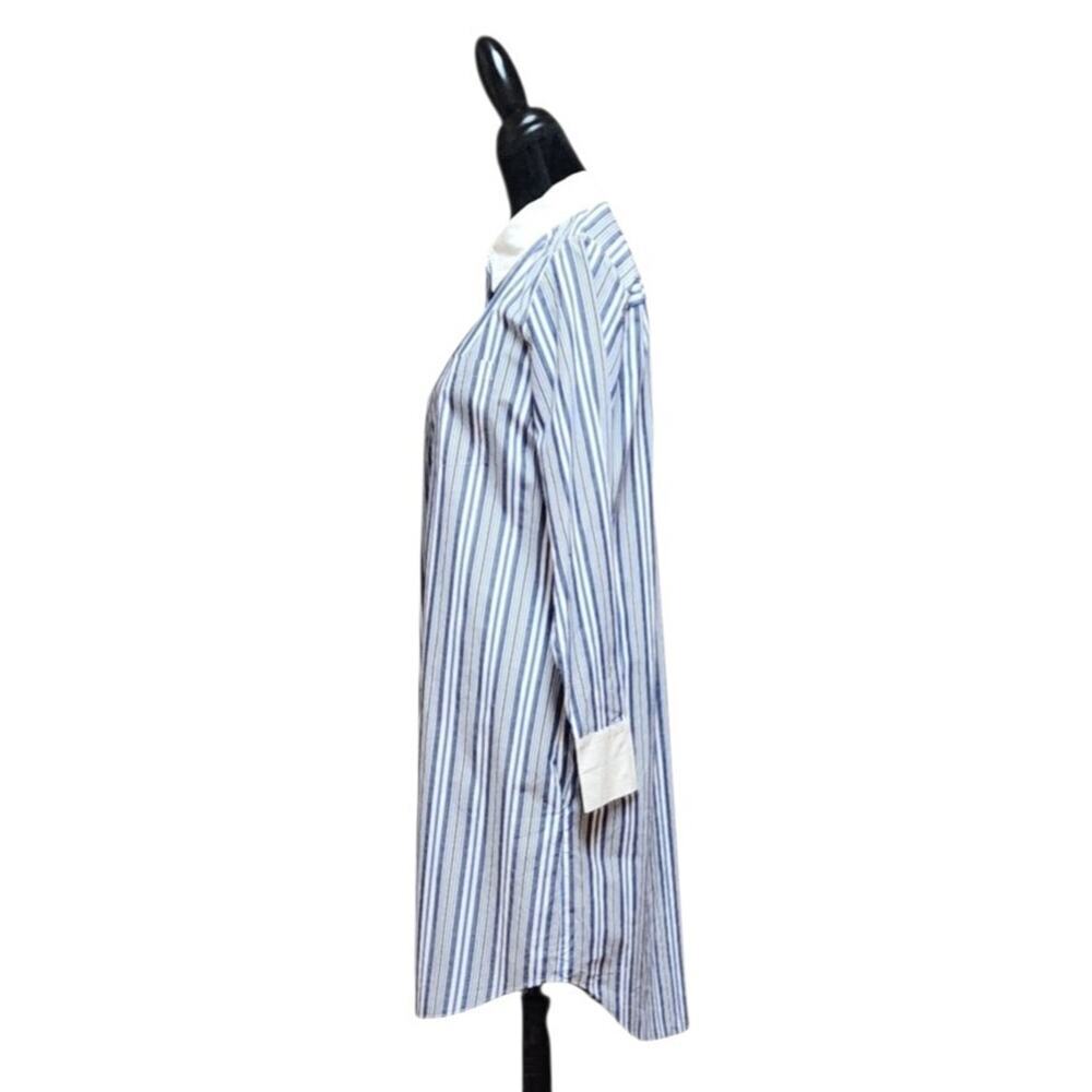 Calvin Klein Womens Size 10 Blue/White Striped Long-Sleeve Button-Up Shirt Dress - Picture 6 of 8